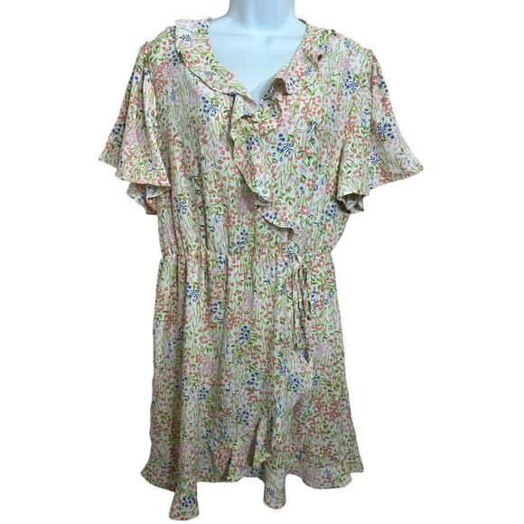 Liberty Love Floral Dress Sz XL V-Neck Flutter Short Sleeve Knee Length New - Picture 7 of 7